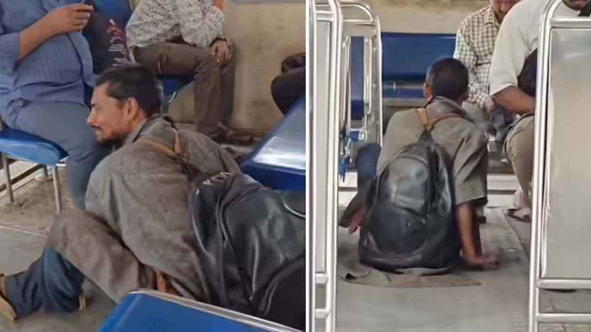 मुंबई लोकलमध्ये अपंग असल्याचं नाटक करणारा भिकारी, नटसम्राट व्हिडीओ व्हायरल