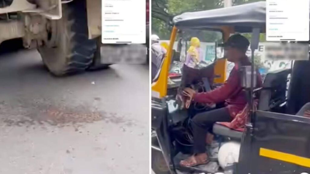 पुणे रिक्षावाला रस्त्यावर थुंकताना व्हिडीओ स्क्रीनशॉट
