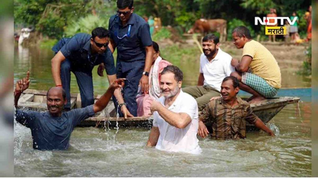 राहुल गांधी तळ्यात उडी मारून मच्छिमारांसोबत मासे पकडताना – बिहार निवडणूक प्रचारातील देसी अंदाज