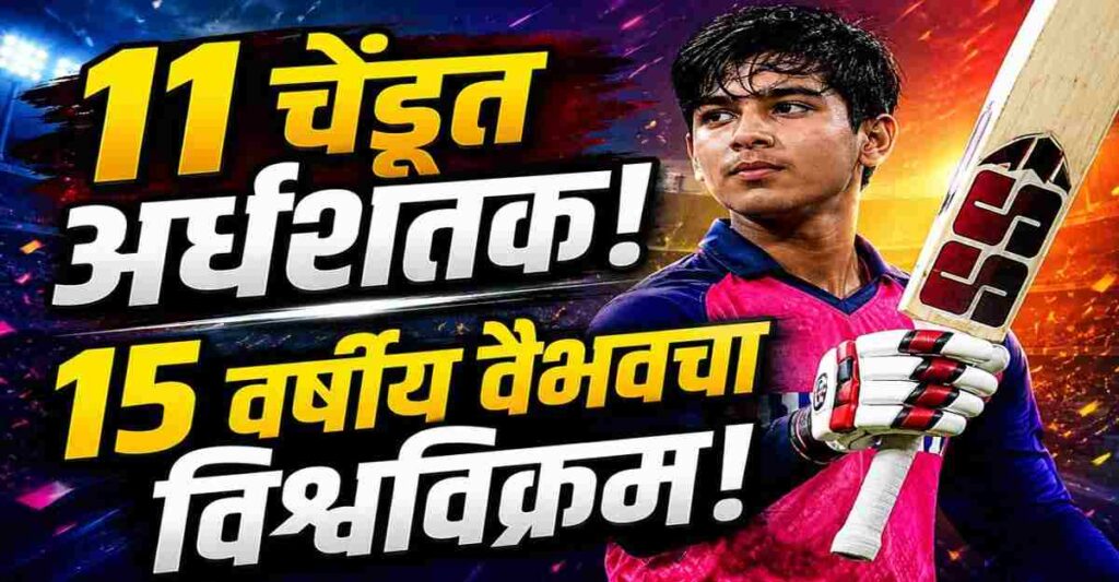 15 वर्षीय वैभव सूर्यवंशीने श्रीलंका अ विरुद्ध अवघ्या 11 चेंडूंमध्ये अर्धशतक झळकावत लिस्ट ए क्रिकेटमध्ये विश्वविक्रम प्रस्थापित केला