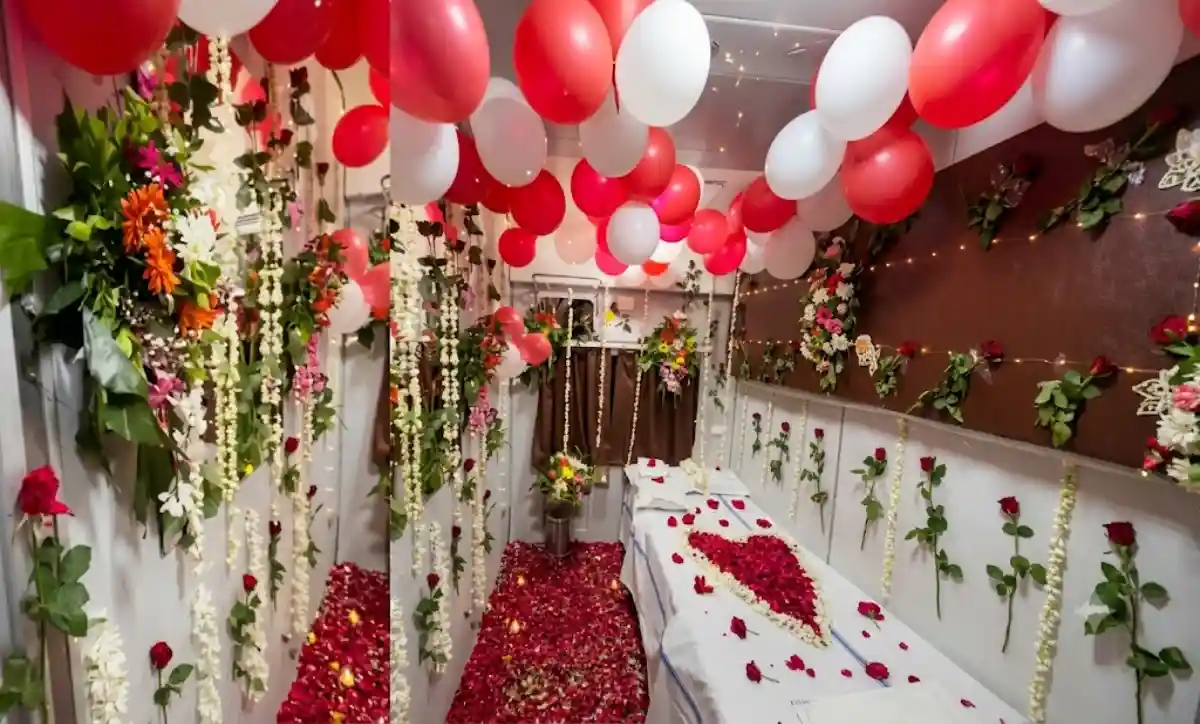 रेल्वेच्या 1AC कोचमध्ये हनिमूनसारखी सजावट केल्यानंतर व्हायरल झालेल्या व्हिडिओवर रेल्वेची कारवाई
